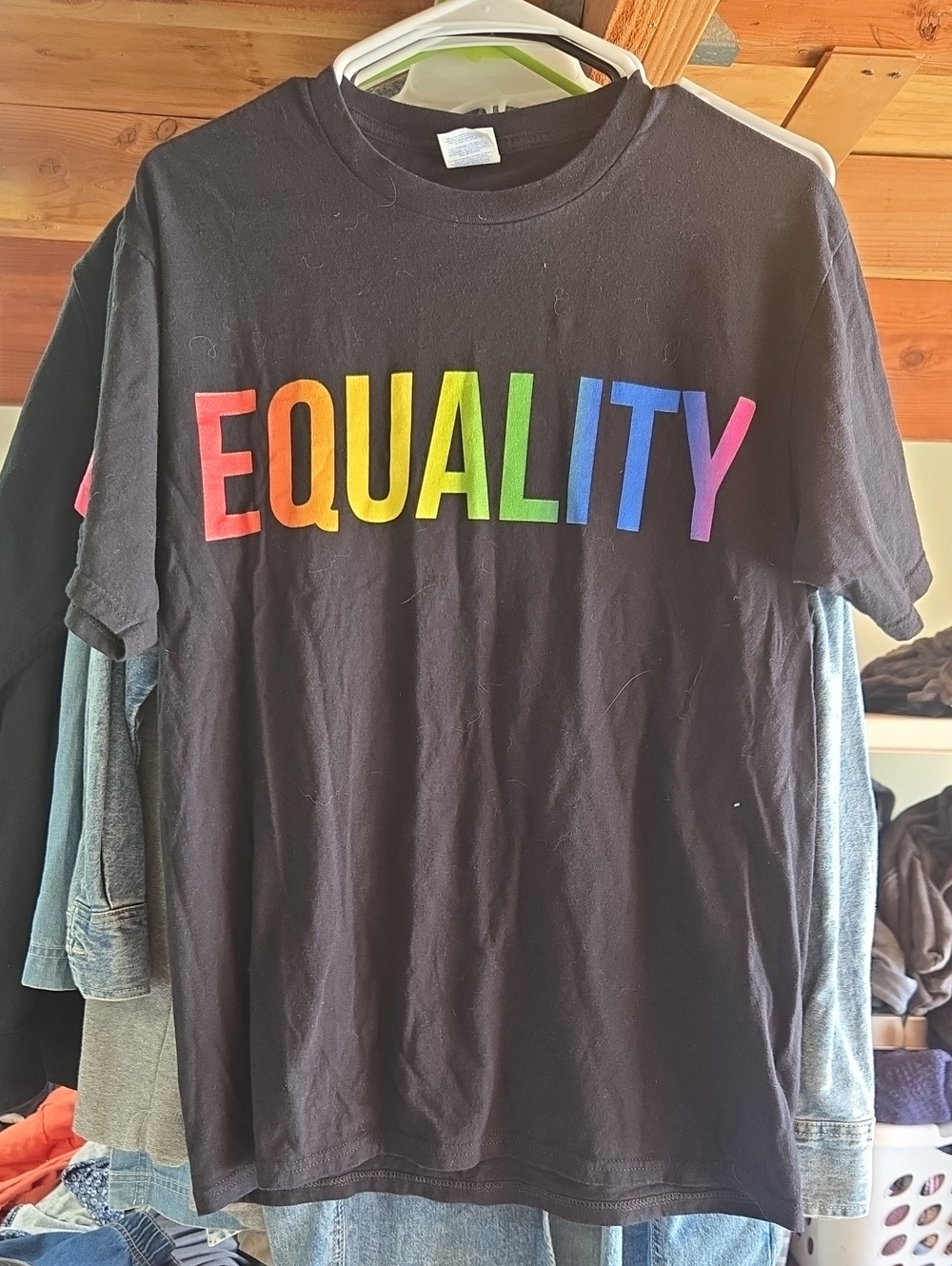 Equality Rainbow Letter Graphic Tee - Black M